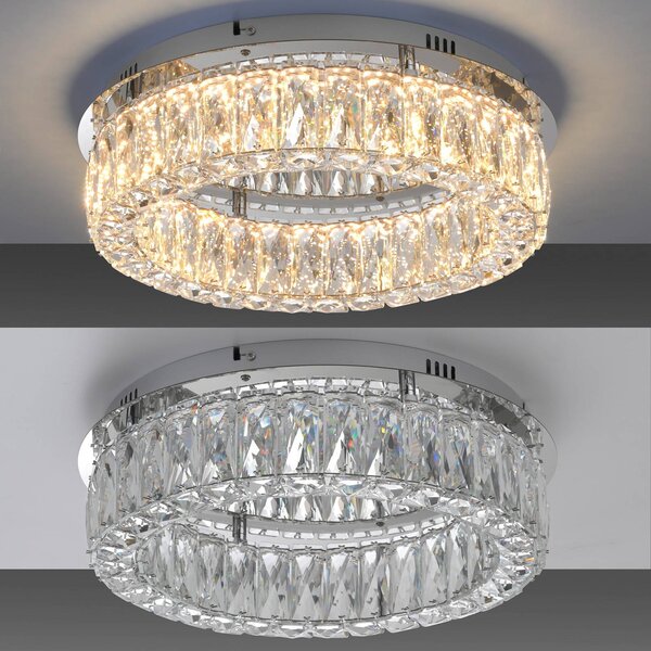 JUST LIGHT. GmbH Kulunka LED mennyezeti lámpa, vas, kristályüveg, dimmelhető, Króm / ezüst, Nappali / Étkező, fém