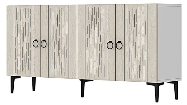 Rain komód, fehér-travertin, 150 cm