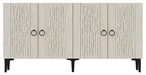 Rain komód, fehér-travertin, 150 cm