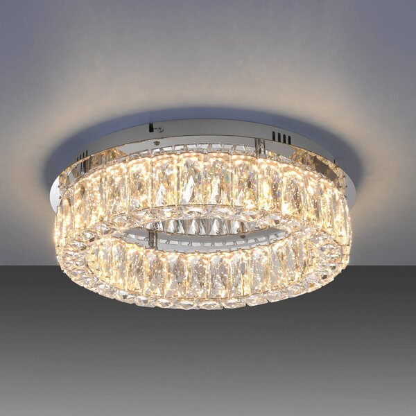 JUST LIGHT. GmbH Kulunka LED mennyezeti lámpa, vas, kristályüveg, dimmelhető, Króm / ezüst, Nappali / Étkező, fém