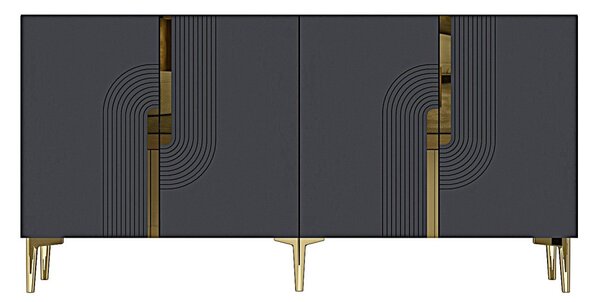 Meyra komód, antracit-arany, 150 cm