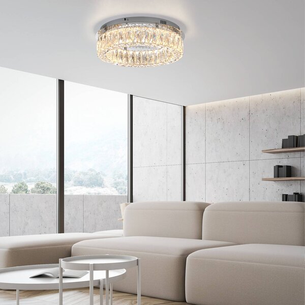 JUST LIGHT. GmbH Kulunka LED mennyezeti lámpa, vas, kristályüveg, dimmelhető, Króm / ezüst, Nappali / Étkező, fém