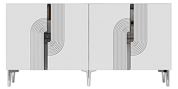 Meyra komód, fehér-ezüst, 150 cm