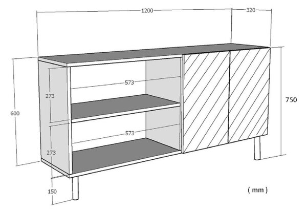 Evva komód, fehér-ezüst, 120 cm
