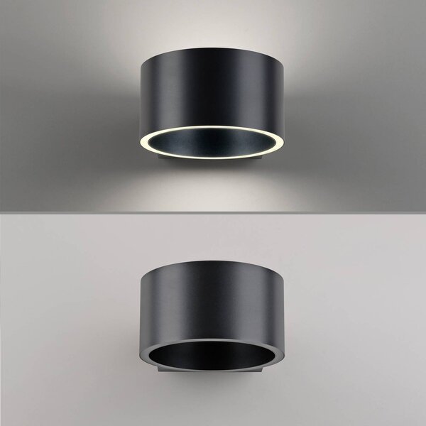 PURE LED fali lámpa Clipse, szürke, alumínium, Ø 15 cm, dimmelhető, Alu / szürke / cink, Nappali / Étkező, Alumínium, Modern
