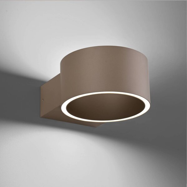 PURE LED fali lámpa Clipse, bronz színű, alumínium Ø 15 cm, dimmelhető, Bronz / antik sárgaréz, Nappali / Étkező, Alumínium, Modern