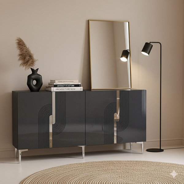 Meyra komód, antracit-ezüst, 150 cm