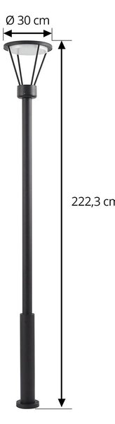 Lucande LED kültéri lámpa Elario, 222 cm, fekete, alumínium, Fekete, Alumínium, Modern