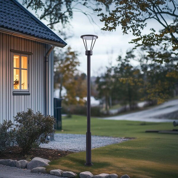 Lucande LED kültéri lámpa Elario, 222 cm, fekete, alumínium, Fekete, Alumínium, Modern