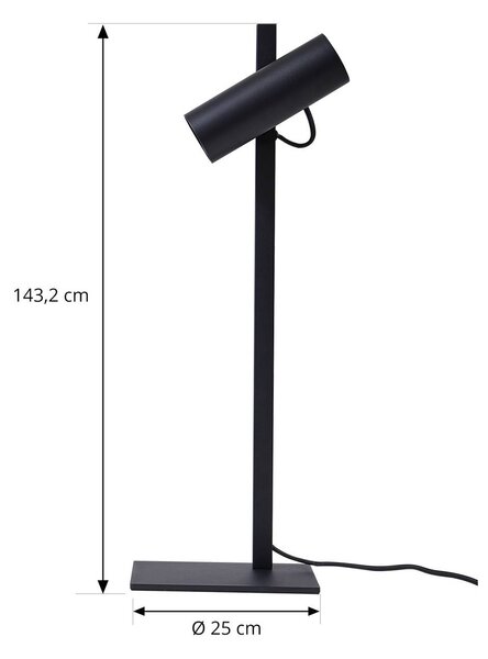Lucande asztali lámpa Lysias, fekete, fém, magasság 55cm, Fekete, Nappali / Étkező, fém, Modern