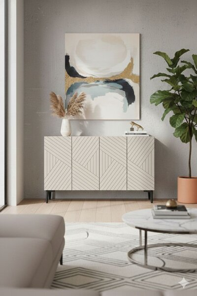 Ferro komód, fehér-travertin, 120 cm