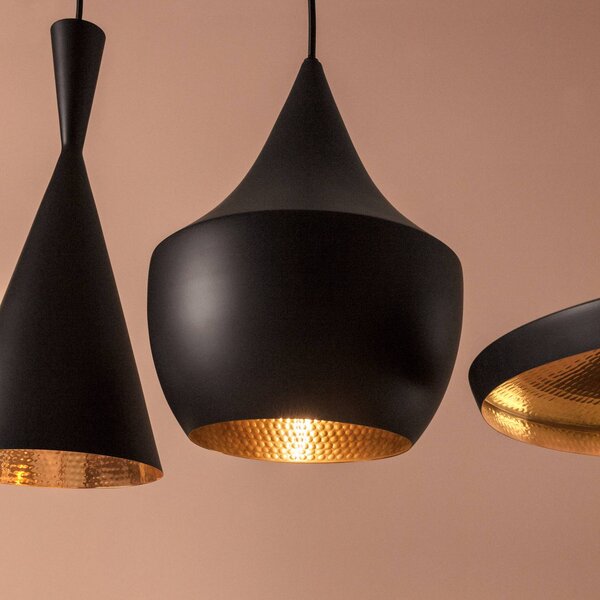 Tom Dixon Beat Fat LED függő lámpa, fekete, dimmelhető, Fekete, Nappali / Étkező, Sárgaréz, Dizájn