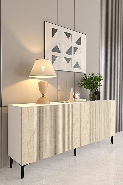 Corsa komód, fehér-travertin, 150 cm