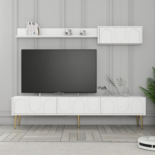Lyon TV-állvány, fehér-arany, 180 cm – TR845HCT5580