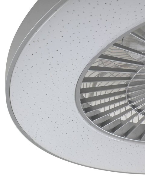 Lindby Smart LED mennyezeti ventilátor Paavo, ezüst, csendes, Tuya, dimmelhető, Alu / szürke / cink, Nappali / Étkező, Műanyag, Modern