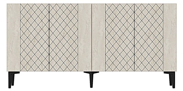 Resso komód, fehér-travertin, 150 cm