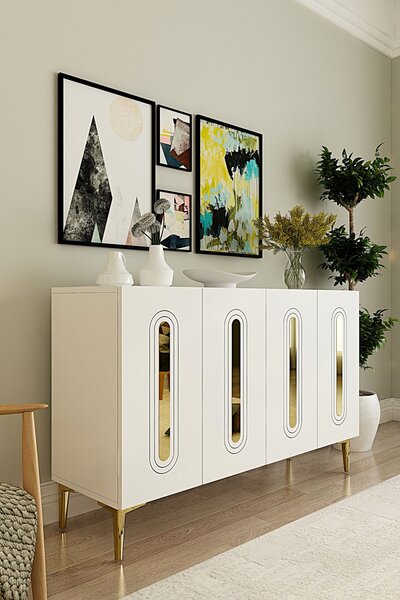 Rany komód, fehér-arany, 120 cm – TR555CHM1370