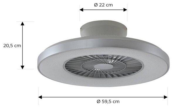 Lindby Smart LED mennyezeti ventilátor Paavo, ezüst, csendes, Tuya, dimmelhető, Alu / szürke / cink, Nappali / Étkező, Műanyag, Modern