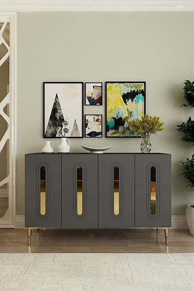 Rany komód, antracit-arany, 120 cm – TR555CHM1369