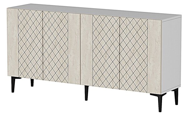 Resso komód, fehér-travertin, 150 cm