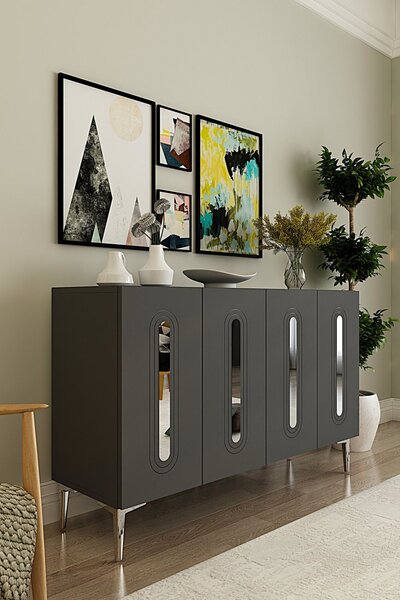Rany komód, antracit-ezüst, 120 cm – TR555CHM1372