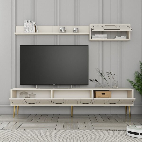 Lyon TV-állvány, krém-arany, 180 cm – TR845HCT5581