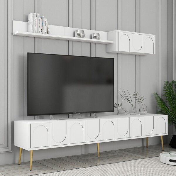 Lyon TV-állvány, fehér-arany, 180 cm – TR845HCT5580
