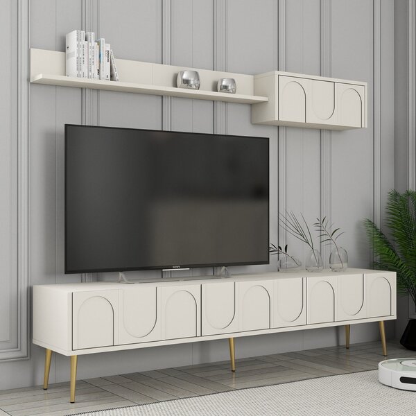 Lyon TV-állvány, krém-arany, 180 cm – TR845HCT5581