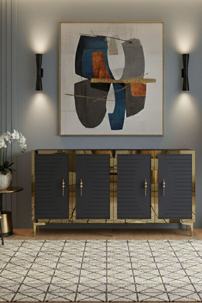 Tuna komód, antracit-arany, 120 cm – TR555CHM1375