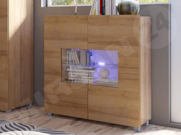 Vitrin Brenali BR01 (arany tölgy) (kék LED világítás)
