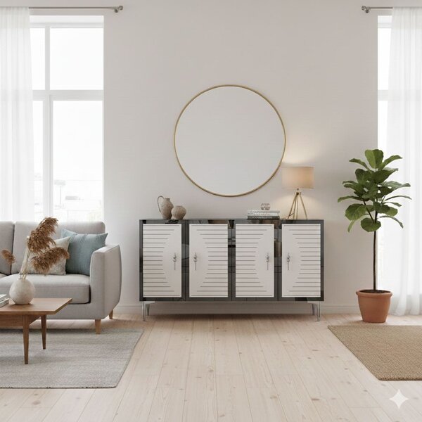 Tuna komód, fehér-ezüst, 120 cm – TR555CHM1379