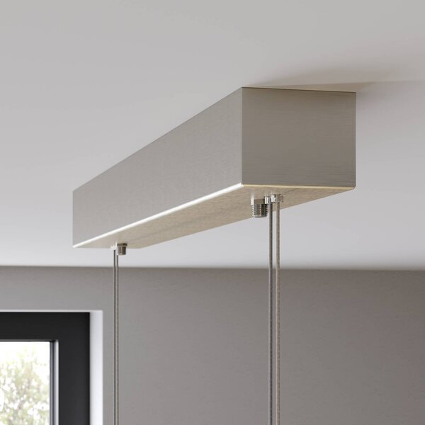 Quitani LED-es függőlámpa Alin, 138 cm hosszú, natúr tölgyfa, dimmelhető, Világos fa, Nappali / Étkező, Fa, Modern