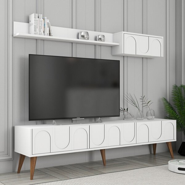 Lyon TV-állvány, fehér-dió, 180 cm – TR845HCT5586