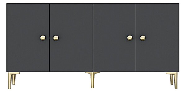 Simple komód, antracit-arany, 150 cm