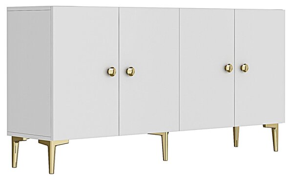 Simple komód, fehér-arany, 150 cm
