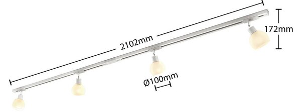 Lindby 1-körös sínrendszer Linaro, E14, 4 lámpás, fehér, dimmelhető, Fehér / opál, Nappali / Étkező, fém, Modern