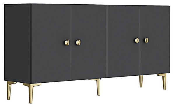 Simple komód, antracit-arany, 150 cm