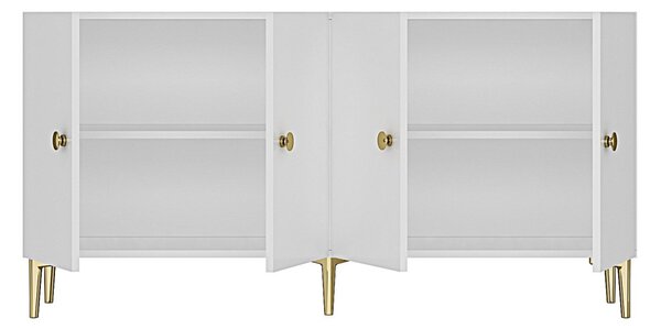 Simple komód, fehér-arany, 150 cm