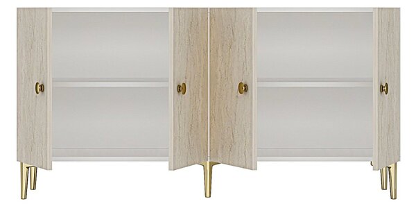 Simple komód, fehér-travertin, 150 cm