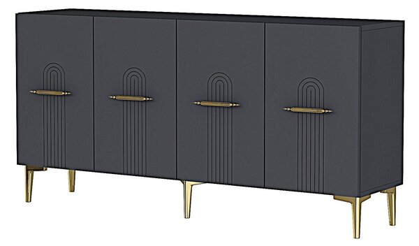 Ida komód, antracit-arany, 150 cm