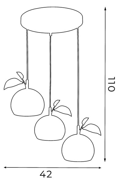 Luminex Akasztólámpa Apple mix, színes, fém, Ø 42 cm, 3-lámpás, E27, dimmelhető, Fekete, Nappali / Étkező, fém