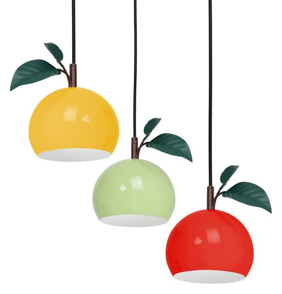 Luminex Akasztólámpa Apple mix, színes, fém, Ø 42 cm, 3-lámpás, E27, dimmelhető, Fekete, Nappali / Étkező, fém