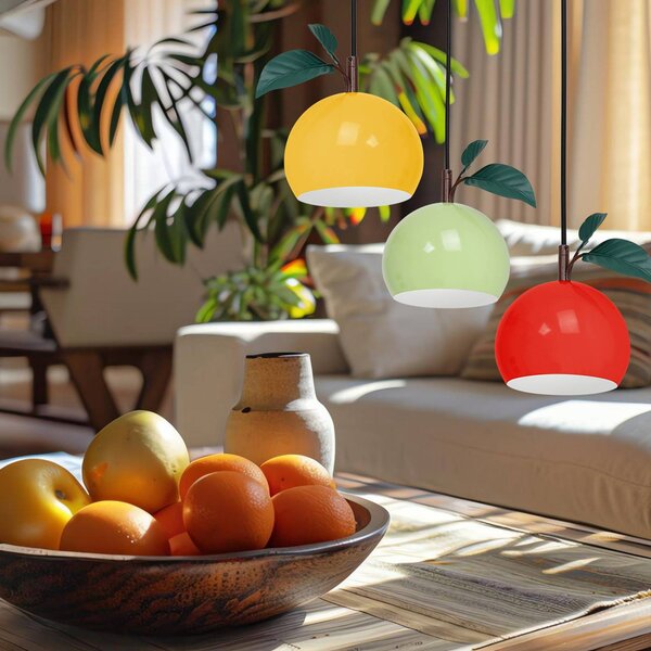 Luminex Akasztólámpa Apple mix, színes, fém, Ø 42 cm, 3-lámpás, E27, dimmelhető, Fekete, Nappali / Étkező, fém