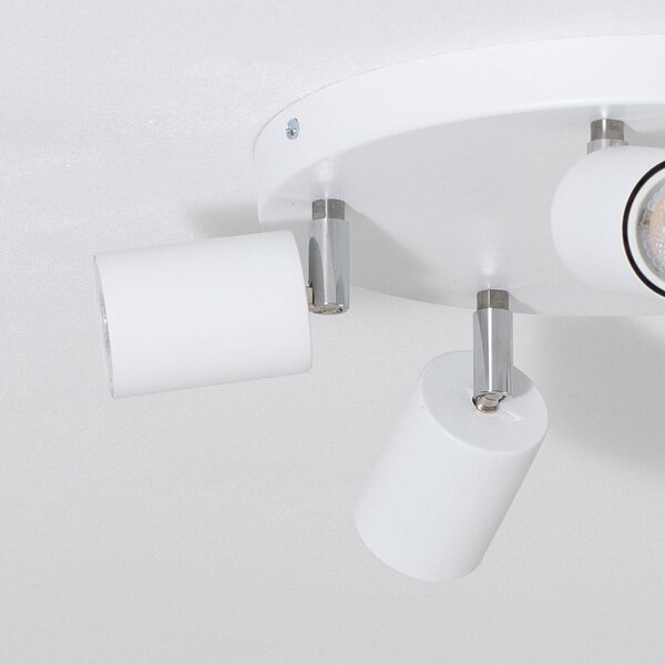 Luminex Fun mennyezeti spotlámpa, fehér, Ø 30 cm, állítható, GU10, dimmelhető, Fehér / opál, Nappali / Étkező, fém, Modern