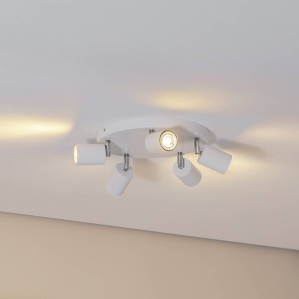 Luminex Fun mennyezeti spotlámpa, fehér, Ø 30 cm, állítható, GU10, dimmelhető, Fehér / opál, Nappali / Étkező, fém, Modern