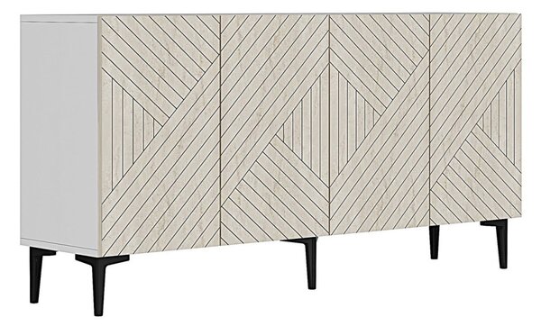 Ferro komód, fehér-travertin, 150 cm