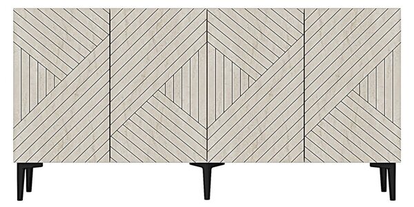 Ferro komód, fehér-travertin, 150 cm
