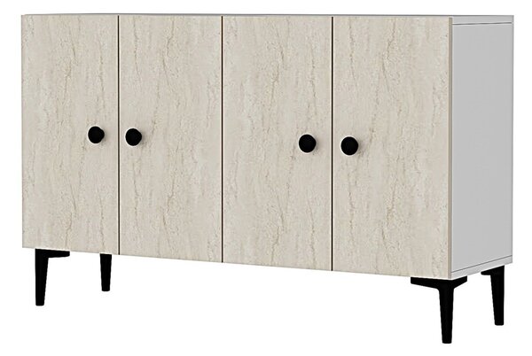 Pella komód, fehér-travertin, 120 cm