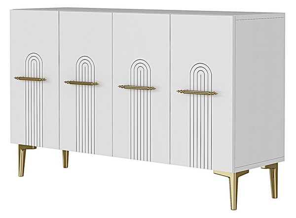 Ida komód, fehér-arany, 120 cm