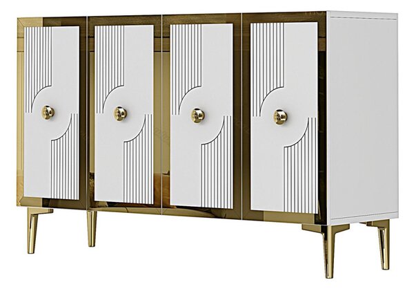 Pega komód, fehér-arany, 120 cm